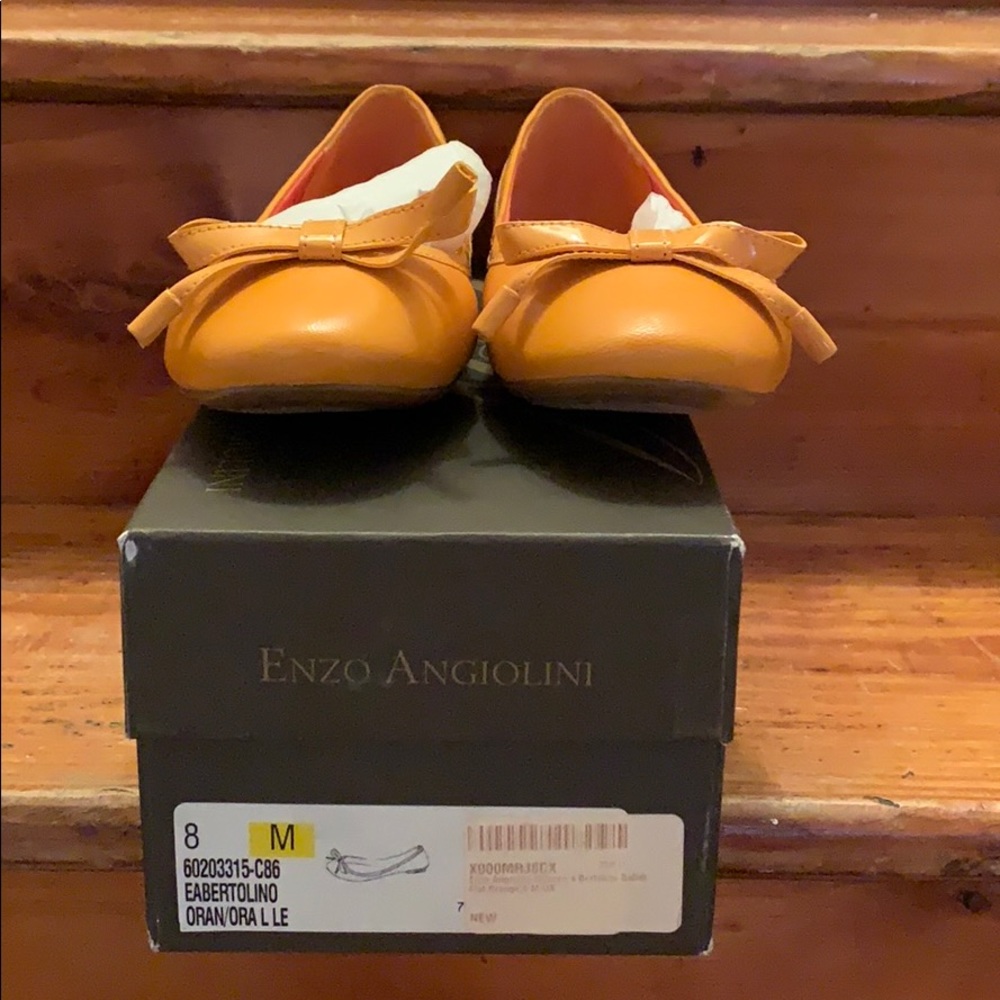 Enzo Angiolini Orange Bow Ballet Flats